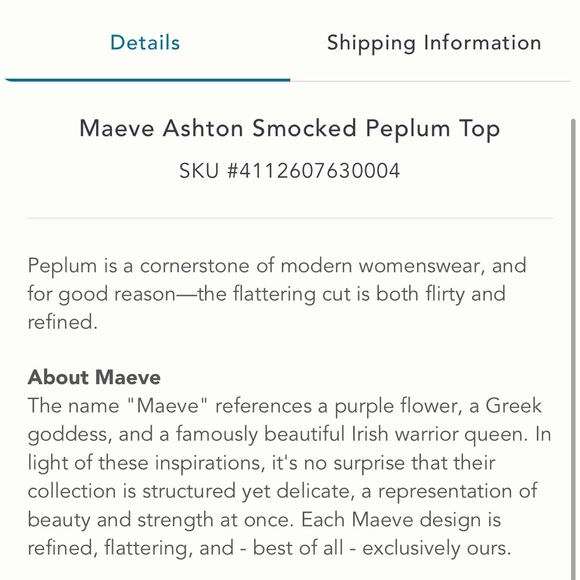 Maeve Ashton Smocked Peplum Top - Picture 9 of 10